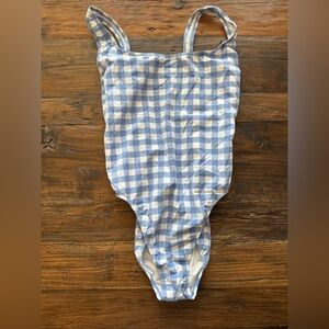 J. Crew Blue and White Checkered One Piece Swimsuit